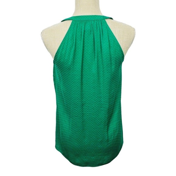 CAbi Halter Style Blouse Tank Polka Dot V-Neck Style 5549 Womens Sz XS Green EUC - Picture 3 of 10
